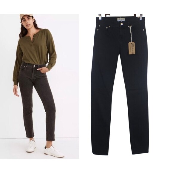 Madewell Denim - Madewell Alley Women Size 26 Tall Black Straight Leg Cotton Ankle Denim NEW Jean